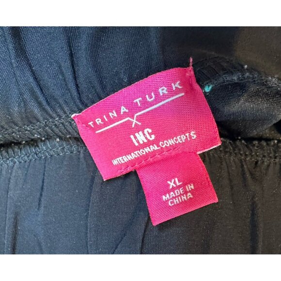 Trina Turk x I.N.C. Strapless Print Jumpsuit XL Wide Leg Black Extra Large - Picture 5 of 5